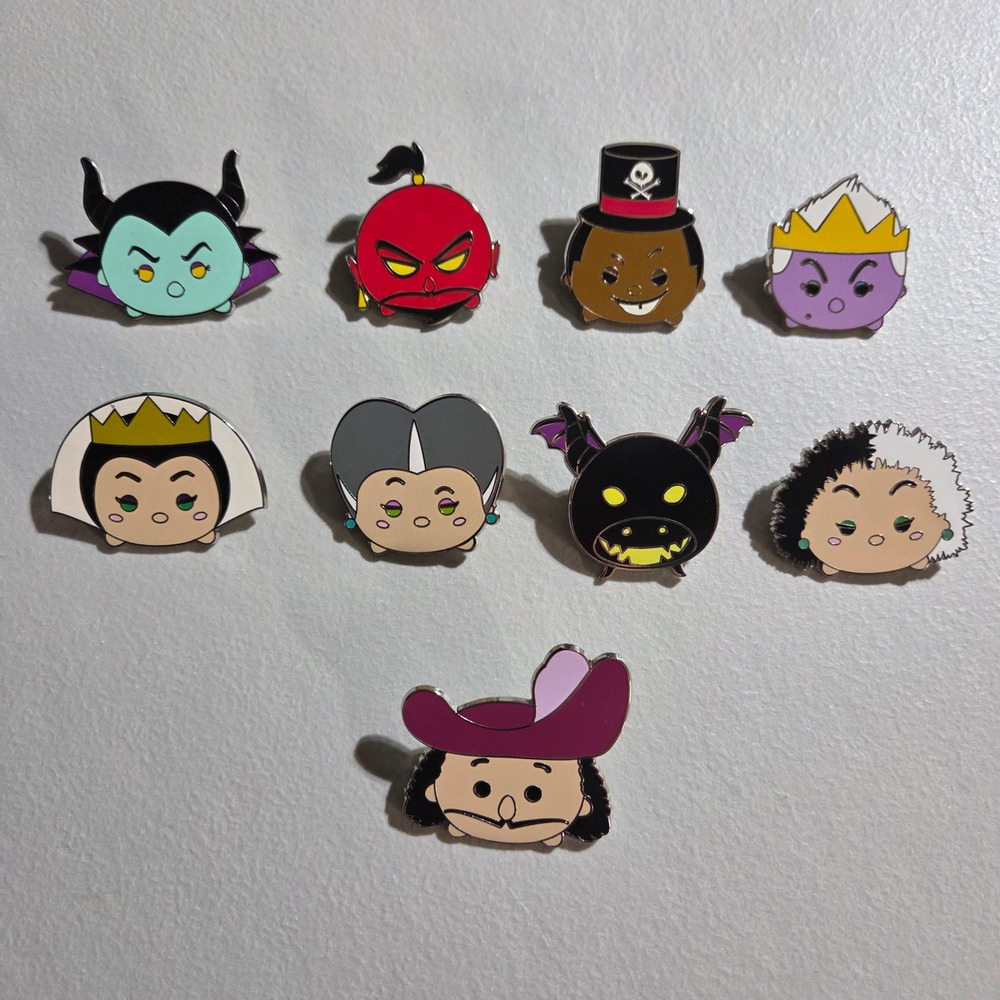 Disney Pin Set Unisex OS Multicolor Villains Tsum Tsum Enamel 9pc Lot
